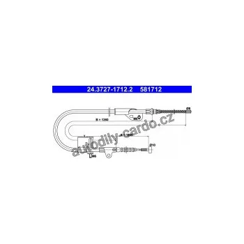 Brzdová hadice Lanko ruční brzdy ATE 24.3727-1712 (AT 581712)