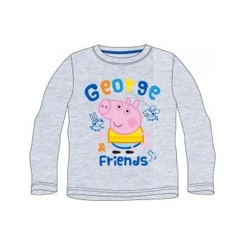 E plus M - Dětské tričko s dlouhým rukávem Prasátko Peppa George - šedé 110