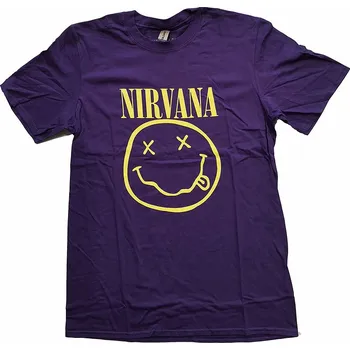 Pánská móda Nirvana tričko, Yellow Smiley Purple, pánské XXL