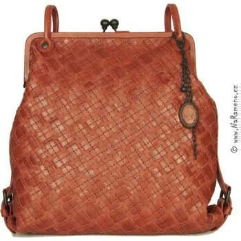 Střední kabelka Aunts and Uncles s rámem a koženým pletením Mrs. Tea Cake - braided červená