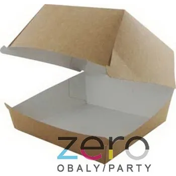 Jednorázové nádobí Krabička pap. na hamburger 145 x 145 x 100 mm - přírodní