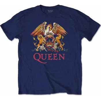 Pánská móda Queen tričko, Classic Crest Navy, pánské S