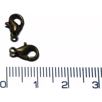 Materiál na výrobu šperku Zapínání karabinka 10x5mm, očko průměr 1mm (staromosaz)