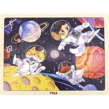 Viga Dřevěné puzzle - zvířátka ve vesmíru
