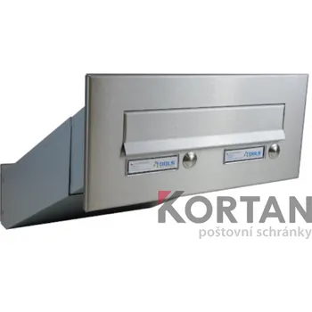Poštovní schránka 1x poštovní schránka D-042 k zazdění do sloupku + čelní deska s 2x zvonkem ČD-3 - NEREZ / šedá