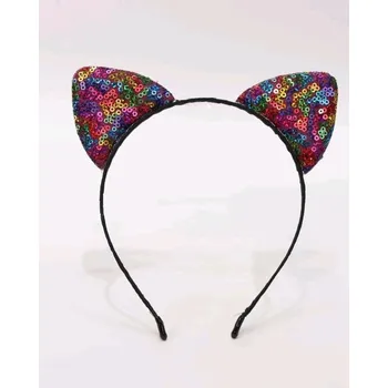 Karnevalový doplněk Kočičí uši růžové měnící