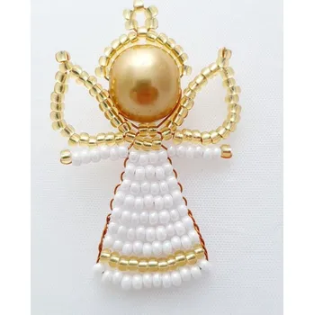 Vánoční dekorace Anděl s křídly zlaté barvy č.11 zlatá s bílou