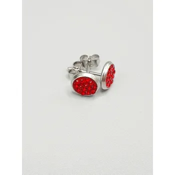 Náušnice Ocelové náušnice - Štrasové kruhy - puzetka červené