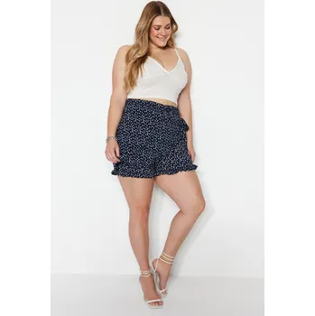 Chlapecké kraťasy Trendyol Curve Navy Blue Floral Patterned Woven Tie Shorts Skirt Trendyol modrá | šedá 2119288