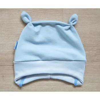 Kojenecká čepice AMÁLKA Elastická čepička, modrá teplákovina Velikost: 56-62