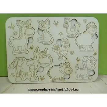 Dřevěná vkládačka Zvířátka z venkova