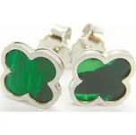 Klenoty Budín Dámské zlaté náušnice z bílého zlata se zeleným smaltem čtyřlístek 585/1,57gr HK2215 (Klenoty Budín Dámské zlaté náušnice z bílého zlata se zeleným smaltem čtyřlístek 585/1,57gr HK2215)