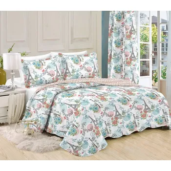 Závěs Závěs Eiffelovka květy, 140 x 250 cm , mix barev