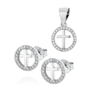 Souprava šperků NB-9003 Stříbrná souprava šperků - křížky