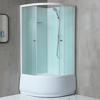 Masážní sprchový box WellMall Notre High čtvrtkruhový s hlubokou vaničkou 90 x 90 cm bílý/Grape