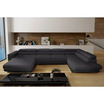 Sedací souprava Rohová sedačka LAING U mini+L, pravá, tmavě šedá/černá + vyzvednutí ZDARMA