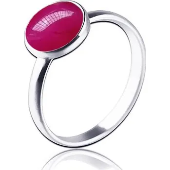 Prsten NUBIS® Stříbrný prsten s tmavě růžovým kamenem - velikost 51 - NBP84-51