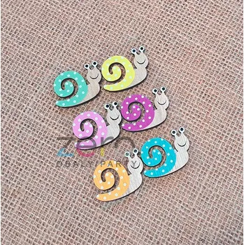 kreativní sada Hlemýžď dřevěný samolepicí (6 ks) - přírodní/barevný (mix)