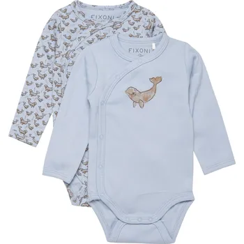 Kojenecký body BODY FIXONI ZAVINOVACÍ 2 KS, S DELFÍNY, BLUE FOG Velikost: 50