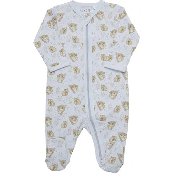 Kojenecký overall OVERAL FIXONI S ŤAPKAMI, SE ZVÍŘÁTKY, SKYWRITING Velikost: 74
