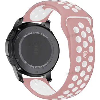 Příslušenství k chytrým hodinkám Sportovní silikonový řemínek 22 mm - univerzální (Samsung, Huawei, Xiaomi,..) Růžová - bílá