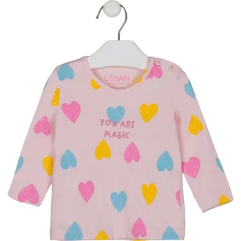 TRIČKO LOSAN SE SRDÍČKY, PASTEL PINK Velikost: 74
