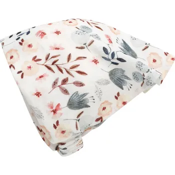 Kojenecká čepice ŠÁTEK PINOKIO S KYTIČKAMI A LÍSTKY, SUMMER GARDEN Velikost: 62