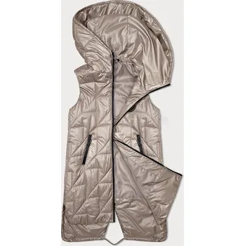 Dámská vesta Světle béžová prošívaná dámská vesta s asymetrickou spodní částí S'West (B8237-51) odstíny béžové L (40)