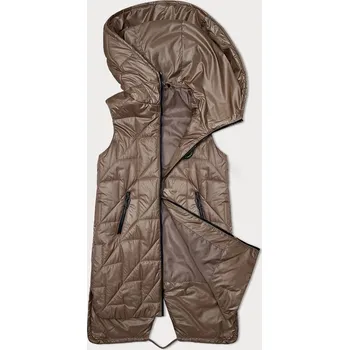 Dámská vesta Tmavě béžová prošívaná dámská vesta s asymetrickou spodní částí S'West (B8237-101) odstíny béžové L (40)