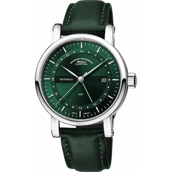 Hodinky Mühle-Glashütte Teutonia II GMT Forest Green Kožený řemen zelený