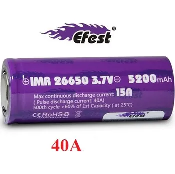 Akumulátor Efest IMR 26650 5200 mAh 3.7V 15A/40A nabíjecí baterie