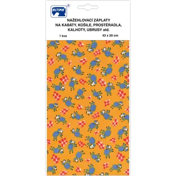 Nažehlovací záplaty s potiskem velké - ovečky na oranžovém podkladu - visačka