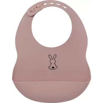 dětská jídelní sada NATTOU Bryndák silikonový se zapínáním růžový bez BPA (877046)