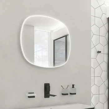 Zrcadlo Oválné zrcadlo do koupelny 70 cm s osvětlením, dva dotykové spínače NIMCO ZP 27001RVX Nimco