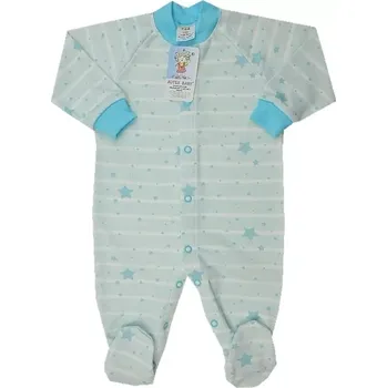 Kojenecký overall Overal na spaní proužky a hvězdičkami tyrkysový Autex baby velikost 56