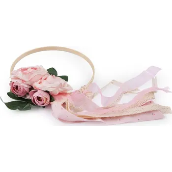 Svatební dekorace Svatební dekorace kruh s květy Ø19,5 cm - 2 růžová sv. krajka