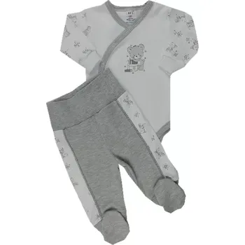 Kojenecká souprava 2-dílná soupravička body+půldupačky Medvídek šedý Autex baby velikost 56