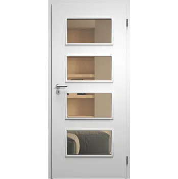 Interiérové dveře SAPELI SWING KOMFORT M49 - CPL LAMINÁT - OTOČNÉ DVEŘE VČ. ZÁRUBNĚ - Bílá pór Průchozí šířka (cm): 90, Průchozí výška (cm): 197, Typ skla: Planibel bronz