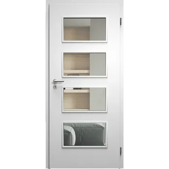 Stavební výplň SAPELI SWING KOMFORT M49 - CPL LAMINÁT - OTOČNÉ DVEŘE VČ. ZÁRUBNĚ - Bílá pór Průchozí šířka (cm): 80, Průchozí výška (cm): 197, Typ skla: Čiré sklo