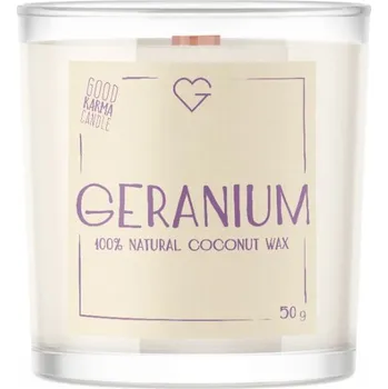 Svíčka Svíčka geranium s dřevěným praskajícím knotem, 50 g