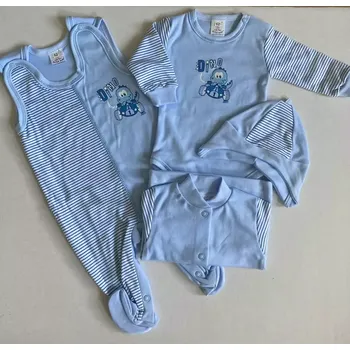 Kojenecká souprava 4-dílná soupravička do porodnice modré proužek dino velikost 62