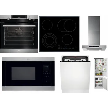 Set domácích spotřebičů AEG Mastery SteamBake BCK455350M + AEG Mastery DirectTouch HK654070FB + AEG Mastery DBB5660HM + AEG Mastery MSB2547D-M + AEG FSE74707P + AEG TSC6M181ES