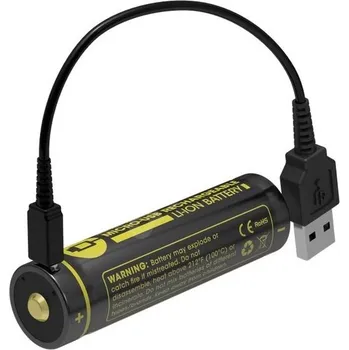 Článková baterie Akumulátor Nitecore NL1826R 18650 2600mAh 3.6V 9.6Wh USB napajení dobíjecí Li-on Baterie s ochranou.