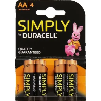 Článková baterie Baterie Duracell Simply MN1500, AA, alkaline, Blistr 4ks