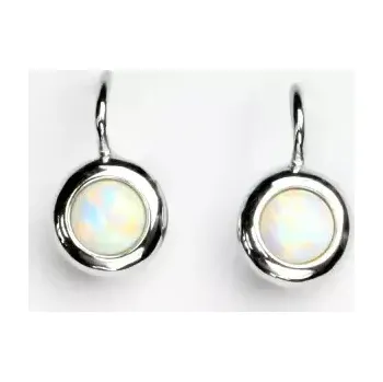 Náušnice Stříbrné náušnice bílý opál - NK1470 (Stříbrné náušnice s opálem 5 mm)