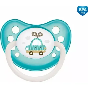 Canpol babies Dudlík 0-6m kaučukový anatomický TOYS autíčko tyrkysové