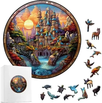 Puzzle Kulaté dřevěné puzzle - Tajemný svět, A4