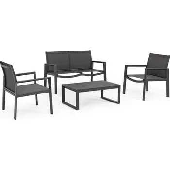 Zahradní sestava BIZZOTTO zahradní sestava pohovky a křesel KALLEN černá 0663602
