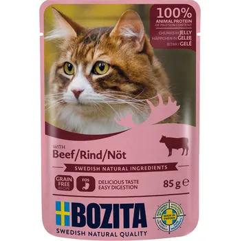 Krmivo pro kočku 4x12kapsiček-48x85g Bozita kousky v želé kapsičky - hovězí