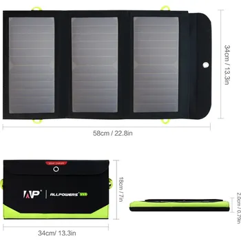 Powerbanka ALLPOWERS Solární panel a powerbanka 10000mAh 5V 15W 4 USB
